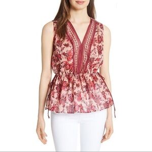NWT Kate Spade Broome Street Pink Conch V-Neck Paisley Blossom Tank Top Size XS